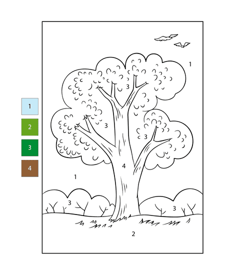 Arbre majestueux Coloriage Magique