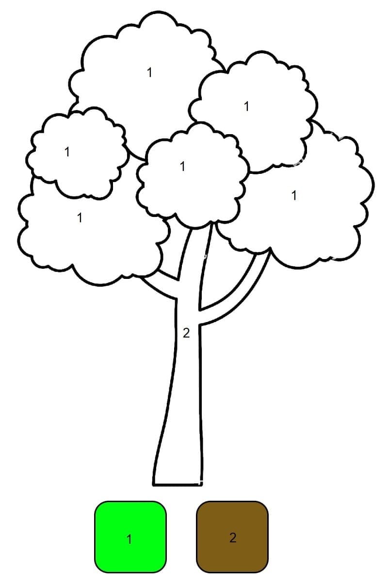 Arbre Simple Coloriage Magique