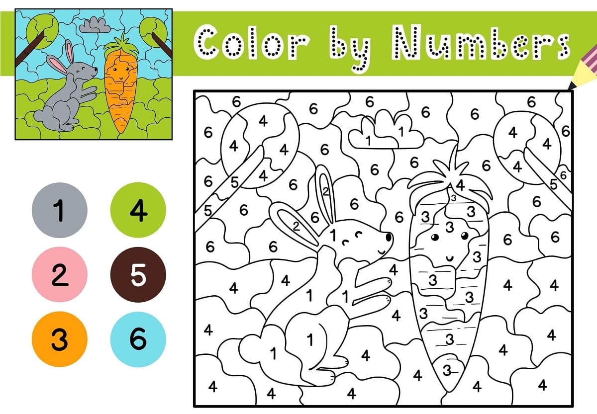 Lapin et carotte Coloriage Magique