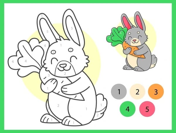 Lapin serrant une carotte Coloriage Magique