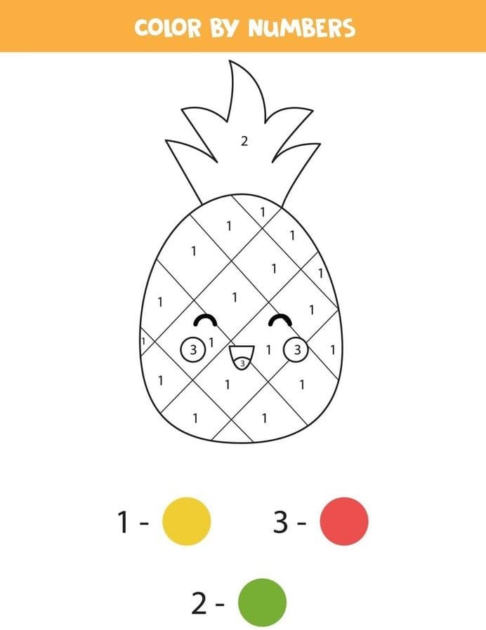 Ananas heureux Coloriage Magique