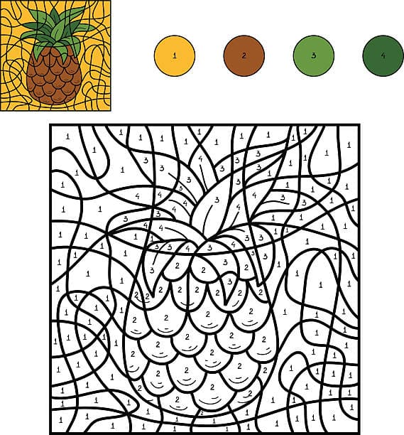 Ananas tropical Coloriage Magique