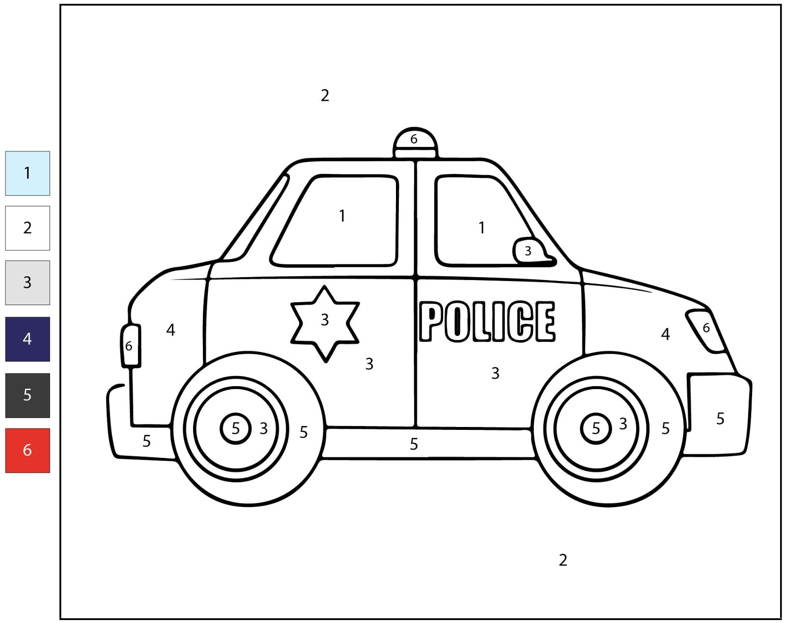 Gratuit Voiture de Police Coloriage Magique
