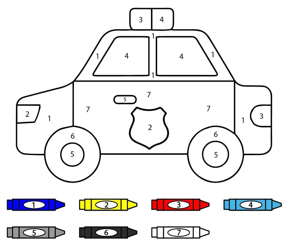 Imprimable Voiture de Police Coloriage Magique