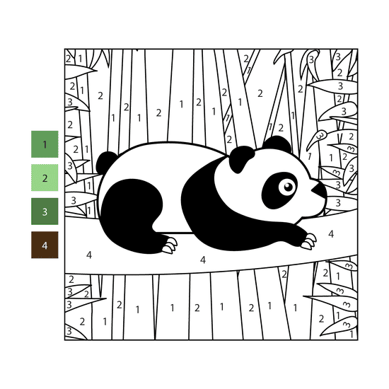 Panda dans la forêt de bambous Coloriage Magique