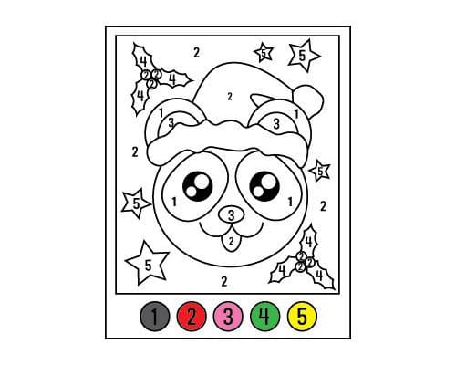 Panda de Noël Coloriage Magique