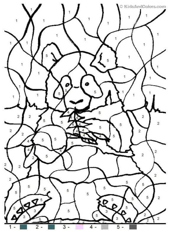 Panda mangeant Coloriage Magique