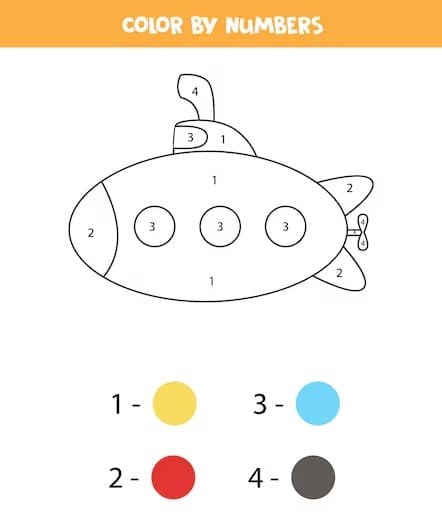 Sous-marin mignon Coloriage Magique