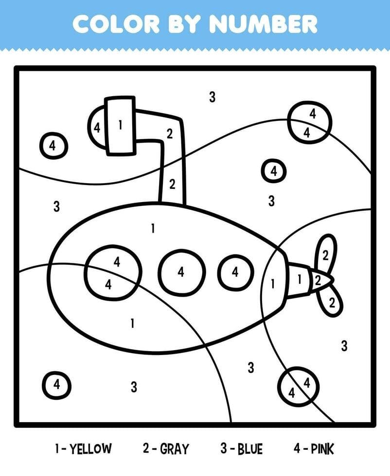 Sous-marin pour enfants Coloriage Magique