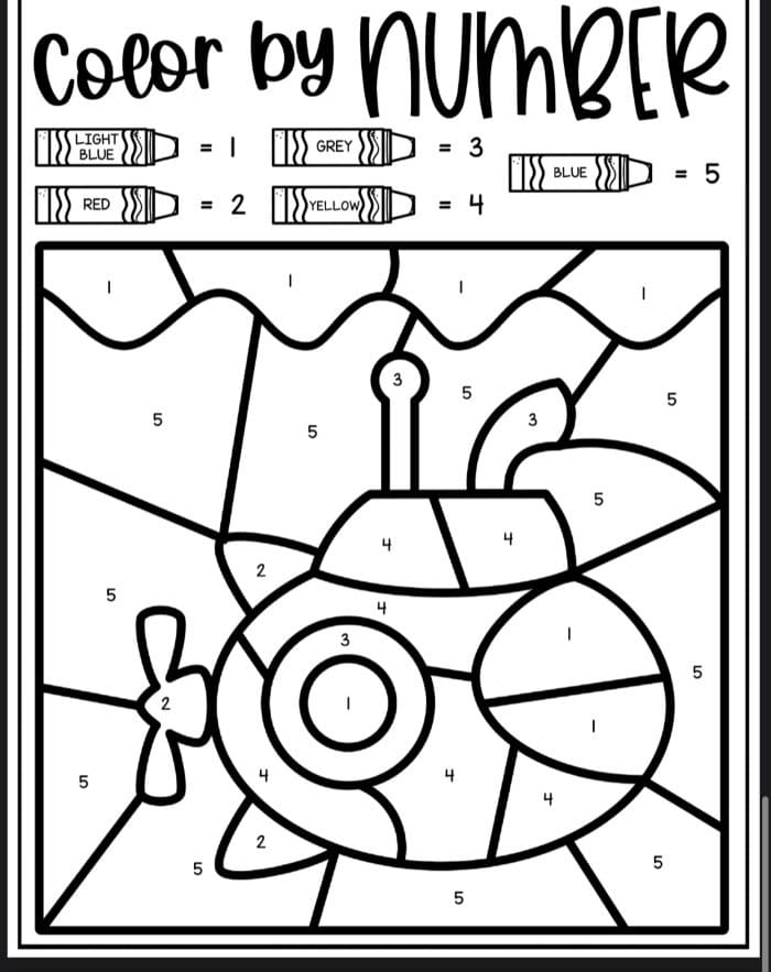 Sous-marin pour les enfants Coloriage Magique