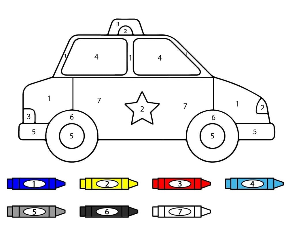 Voiture de Police pour les enfants Coloriage Magique