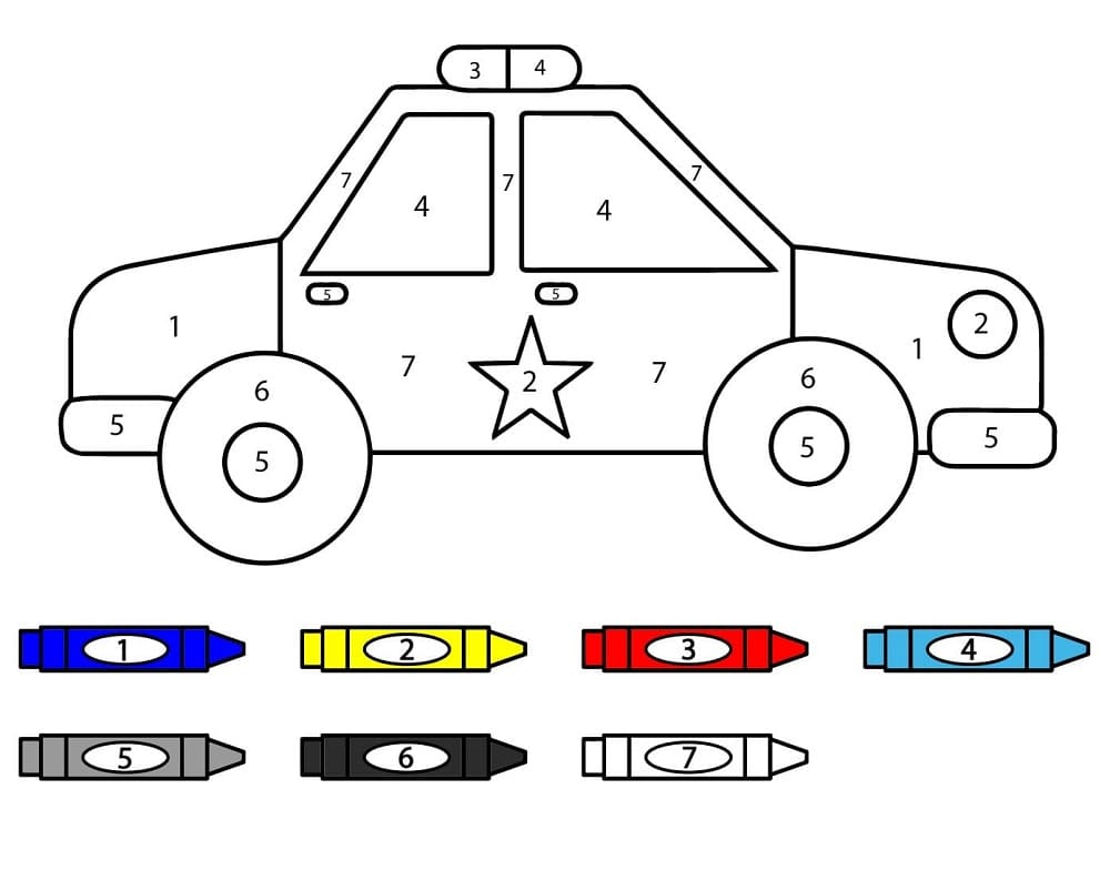 Voiture de Police  Color By Number