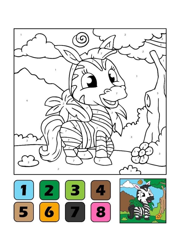 Zèbre Adorable Coloriage Magique