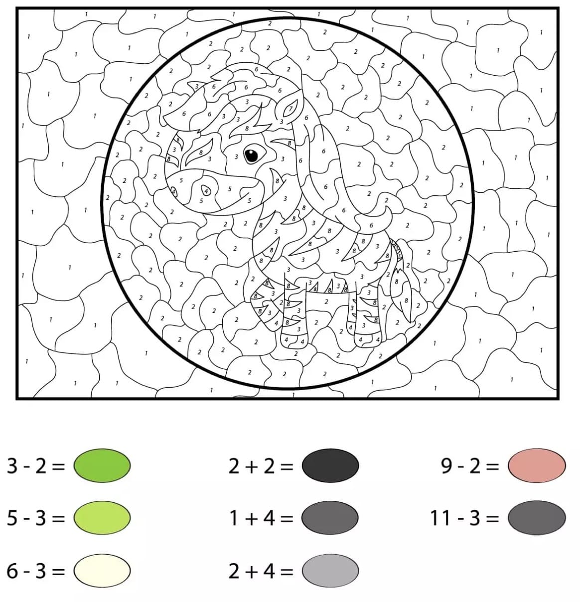 Zèbre Couleur par les mathématiques