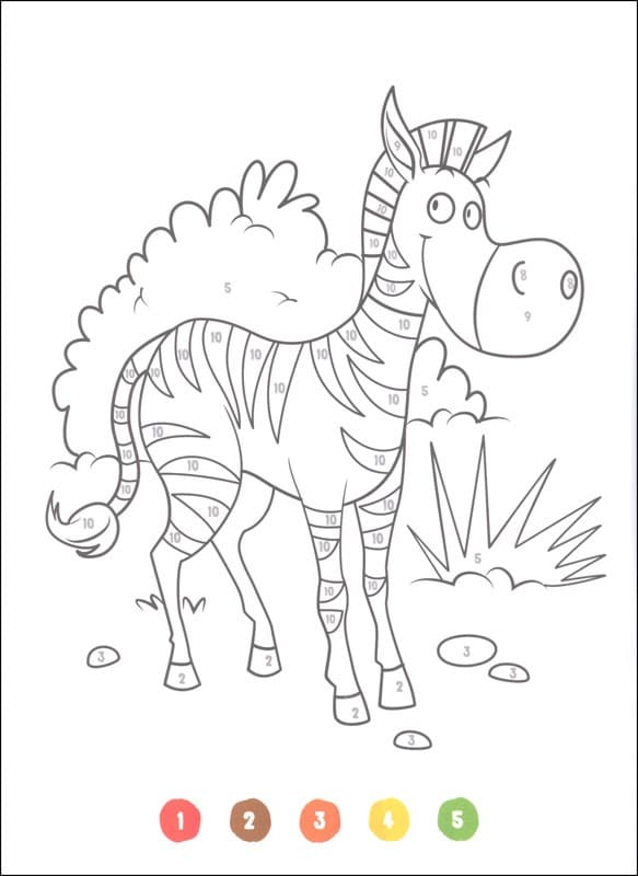 Zèbre de dessin animé Coloriage Magique