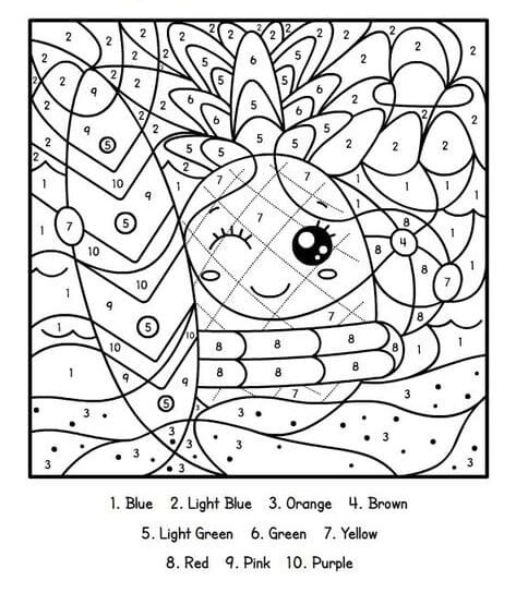 Coloriage Magique Ananas et mer coloriage magique CE2