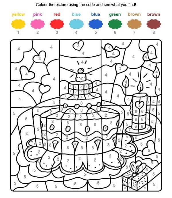 Coloriage Magique Gâteau d’anniversaire magnifique coloriage magique CE2