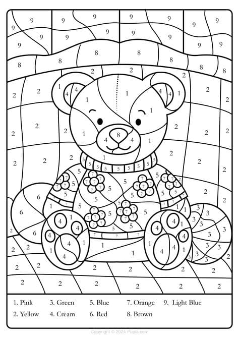 Coloriage Magique Ours en peluche portant un pull coloriage magique CE2