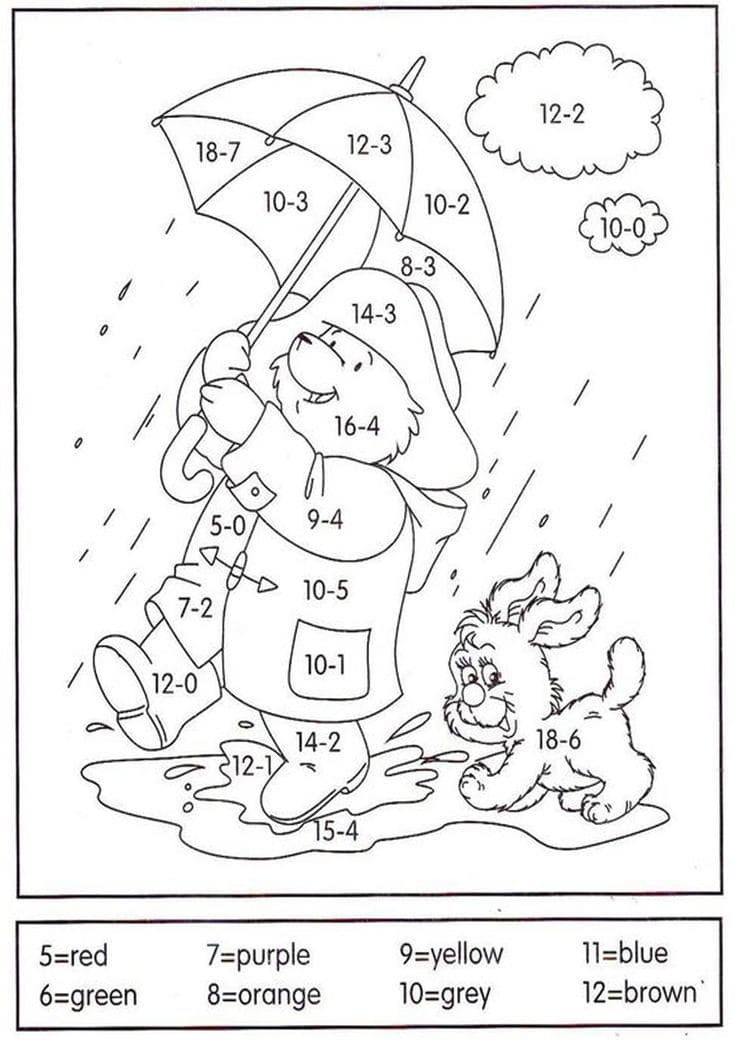 Coloriage Magique Winnie l’ourson sous la pluie coloriage magique CE2