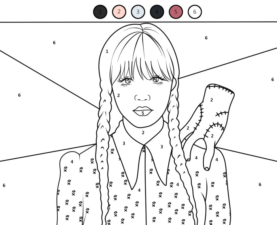 Coloriage Magique Mercredi Addams