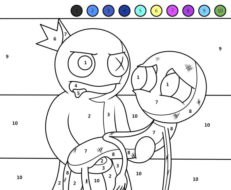 Rainbow Friends de dessins animés Coloriage Magique