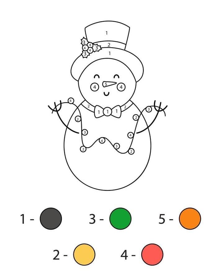 Bonhomme de neige de Noël coloriage magique MS