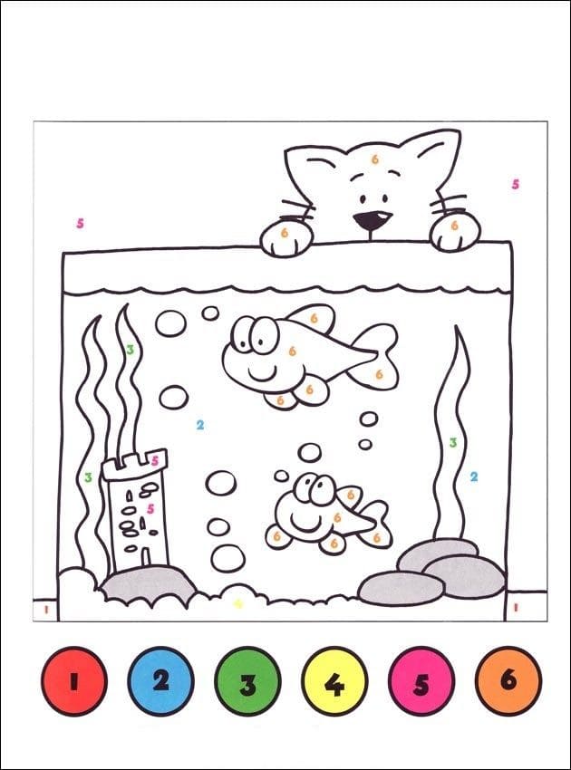 Coloriage Magique Chat et aquarium coloriage magique GS