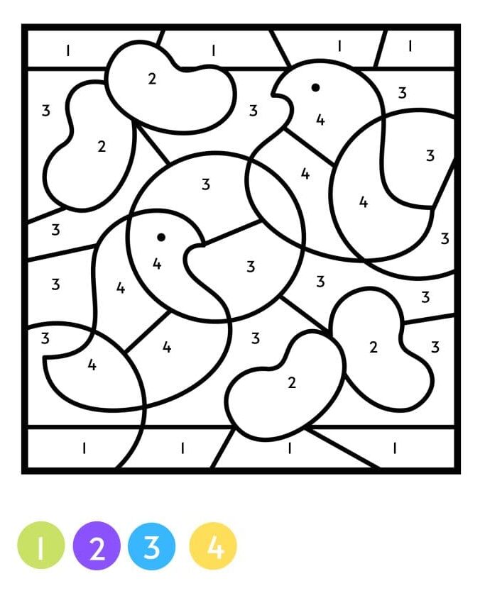 Coloriage Magique Des poules et des haricots coloriage magique GS