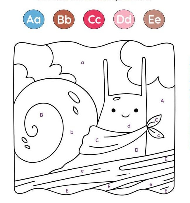 Coloriage Magique Escargot colorier par lettres