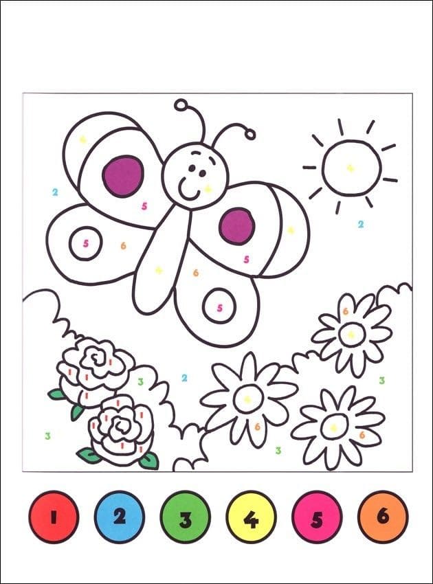 Coloriage Magique Papillon dans le jardin de fleurs coloriage magique GS