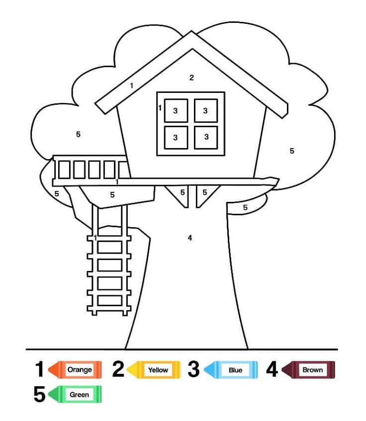 Coloriage Magique Une maison dans un arbre coloriage magique GS