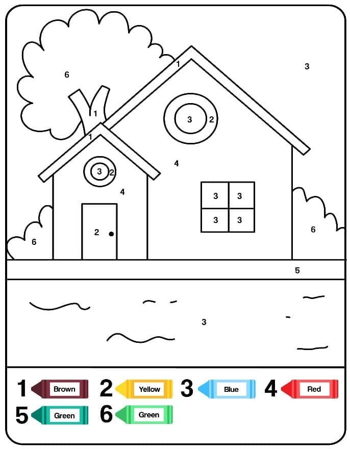 Coloriage Magique Une maison simple coloriage magique GS