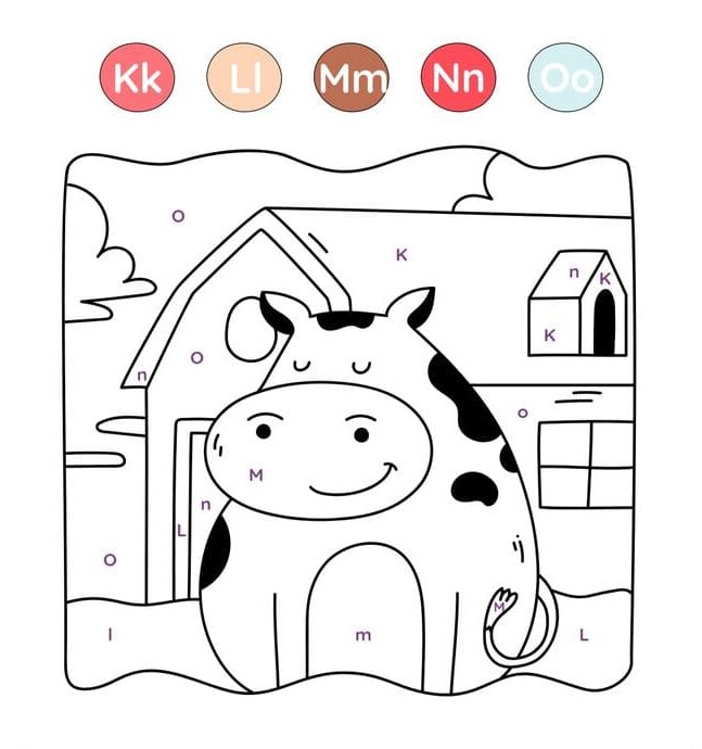 Coloriage Magique Vache colorier par lettres