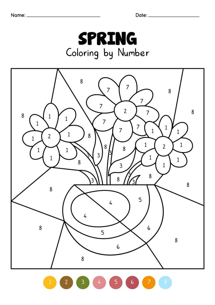 Coloriage Magique Vase à fleurs coloriage magique GS