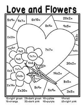amour et fleurs coloriage magique CM2 (1)