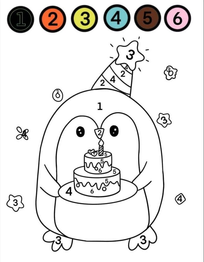 anniversaire du pingouin coloriage magique MS