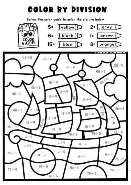 bateau division coloriage magique CM1