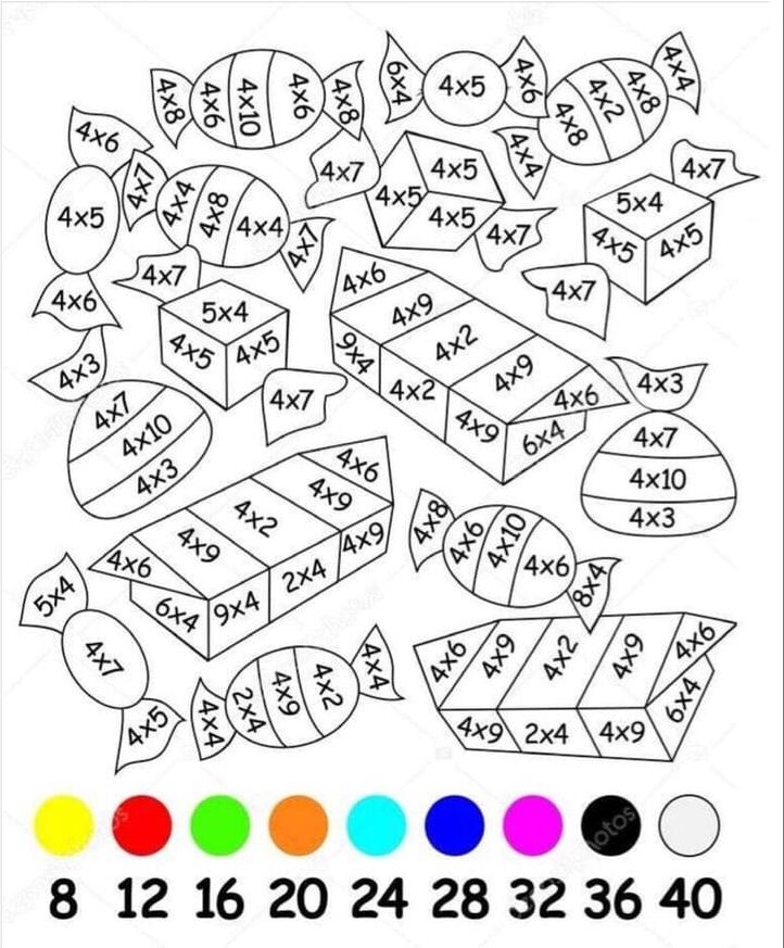 bonbons multiplication coloriage magique CM1