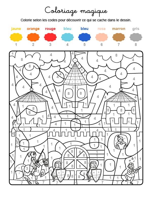 château coloriage magique CM1