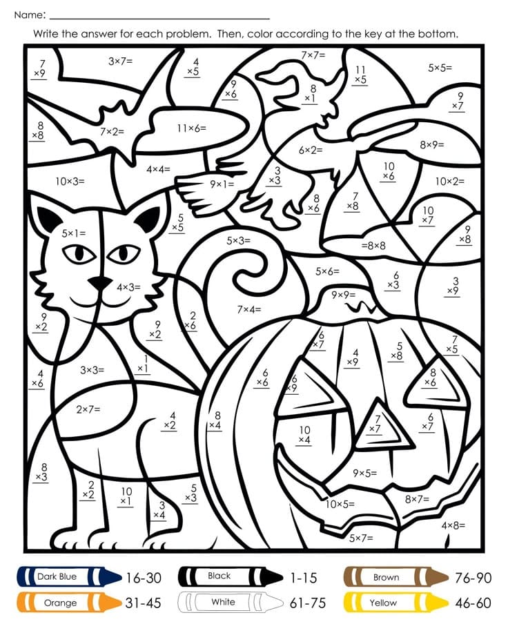 halloween multiplication coloriage magique CM1