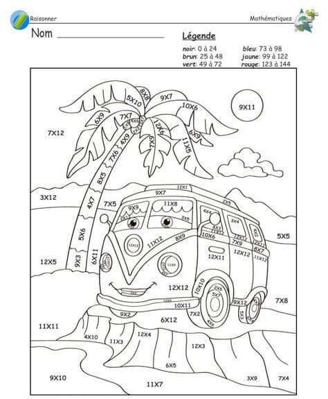 le bus coloriage magique CM2