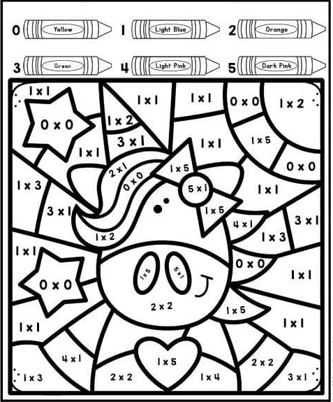 licorne coloriage magique CM2