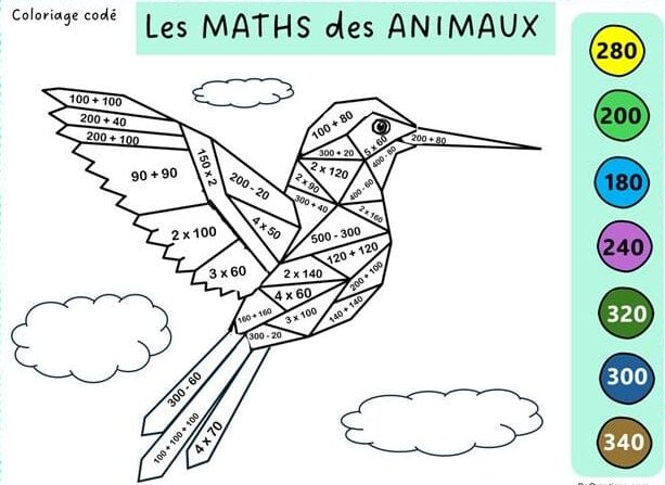 oiseau coloriage magique CM1