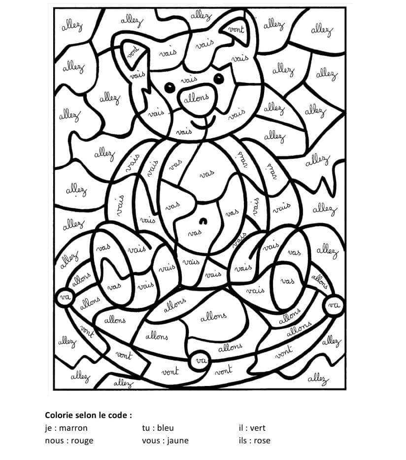 ours en peluche coloriage magique CM1