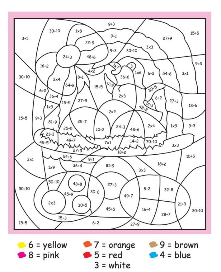 panier de fruits multiplication coloriage magique CM1