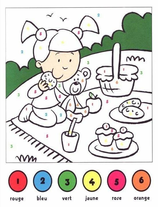 pique-nique coloriage magique MS