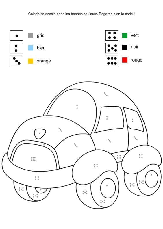 voiture coloriage magique MS