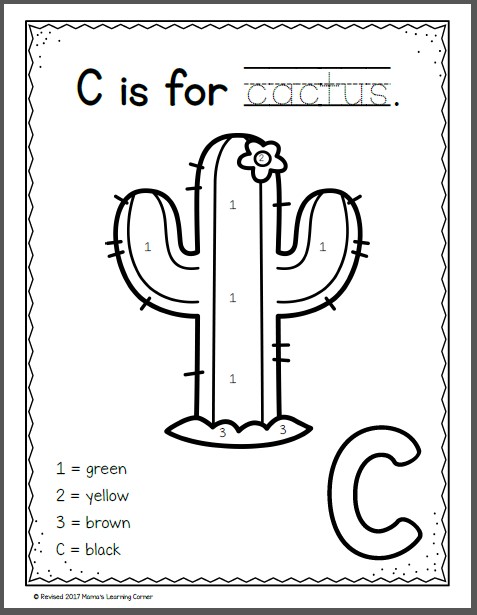 C comme Cactus Coloriage Magique