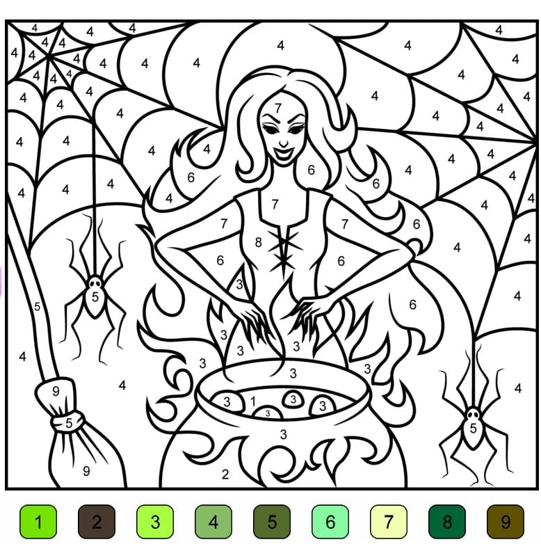 Gratuit Sorcière Coloriage Magique