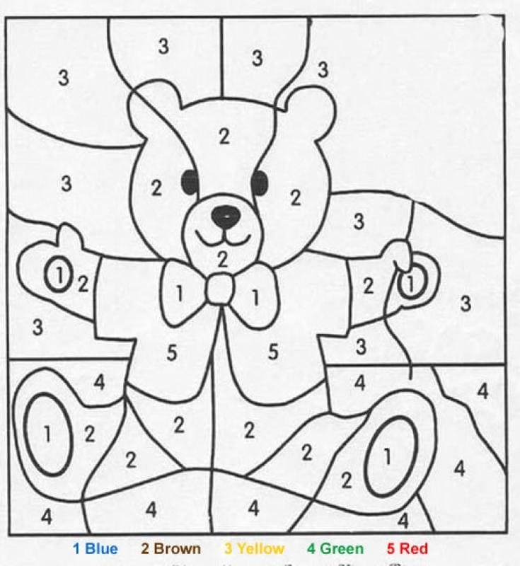 Petit Ours en Peluche Coloriage Magique